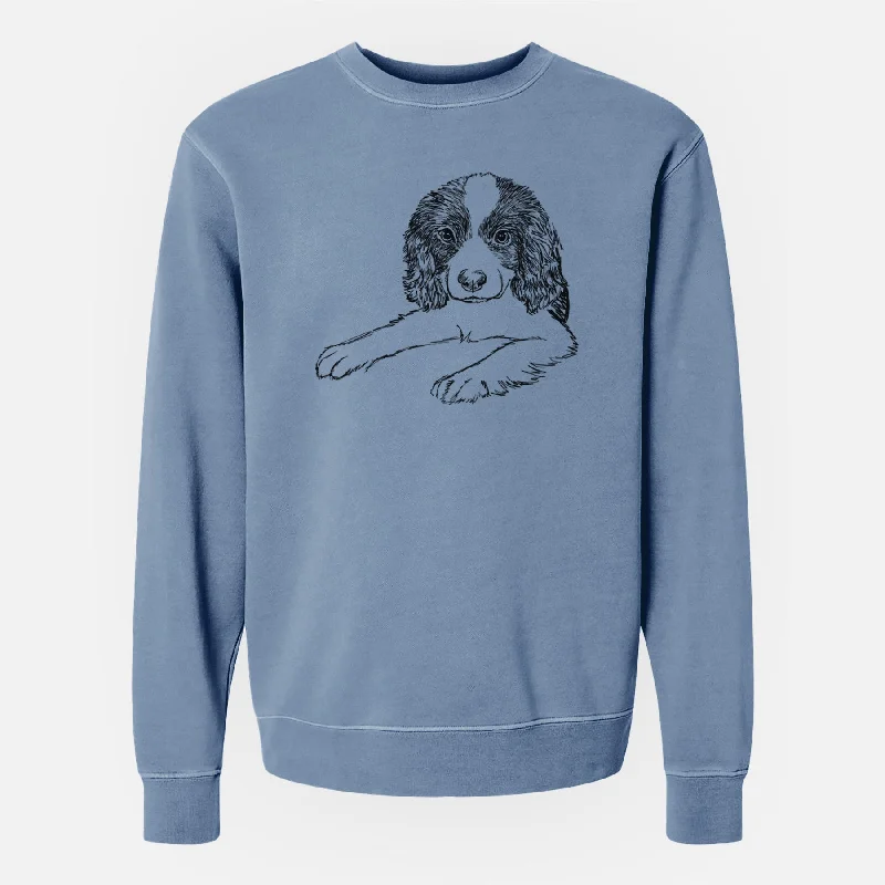 Doodled Bandit the English Springer Spaniel Puppy - Unisex Pigment Dyed Crew Sweatshirt Hoodie with Rolled Sleeves Casual Relaxed Hoodie with Rolled Sleeves Casual Relaxed Doodled Bandit the English Springer Spaniel Puppy - Unisex Pigment Dyed Crew Sweatshirt Hoodie with Rolled Sleeves Casual Relaxed Hoodie with Rolled Sleeves Casual Relaxed