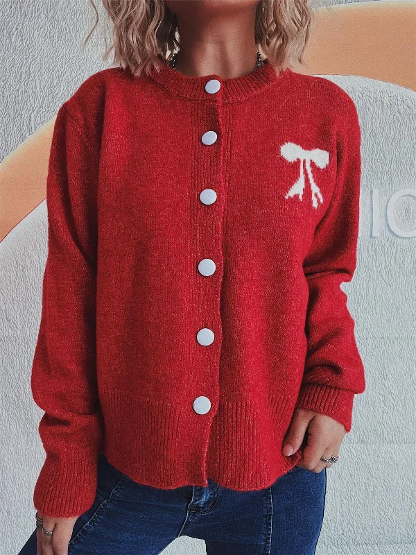 Bow Round Neck Button Up Long Sleeve Cardigan Terry Terry Cloth Terry Knit Terry Terry Cloth Terry Knit Bow Round Neck Button Up Long Sleeve Cardigan Terry Terry Cloth Terry Knit Terry Terry Cloth Terry Knit