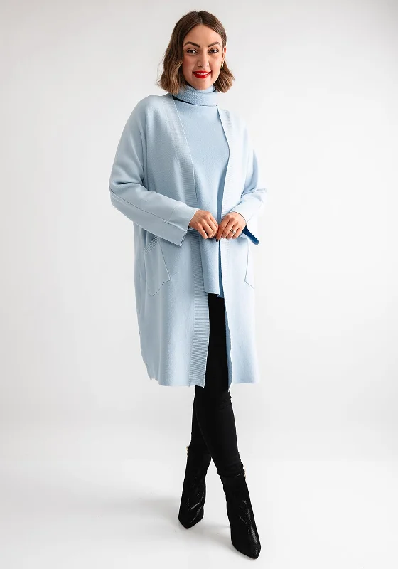 D.e.c.k by Collage One Size Cardigan, Sky Blue Tailored Straight A-Line Tailored Straight A-Line