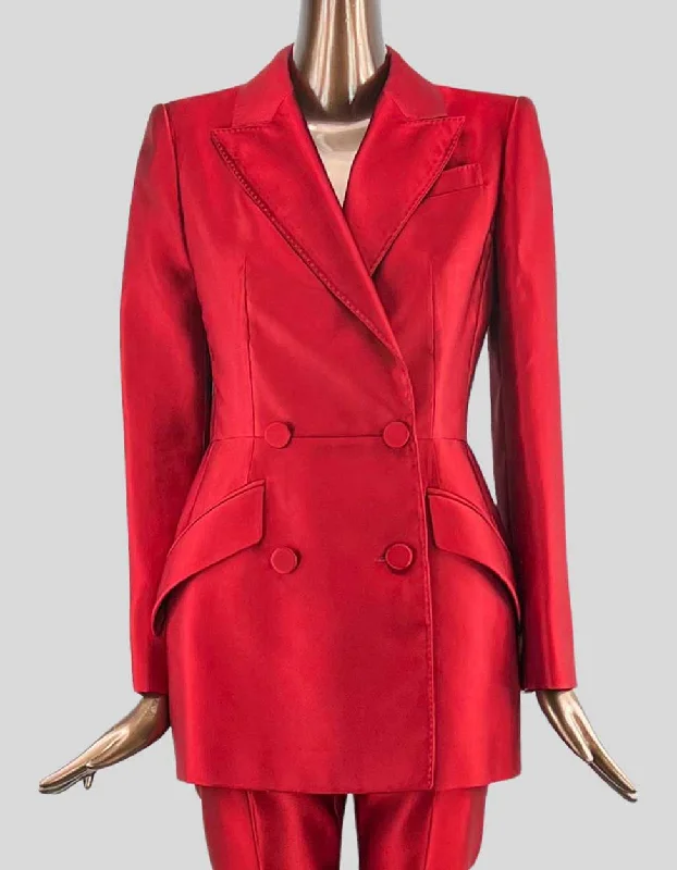 Alexander McQueen double-breasted silk blazer in Carnelian Red - 42 IT | 6 US Slim Fit Blazer