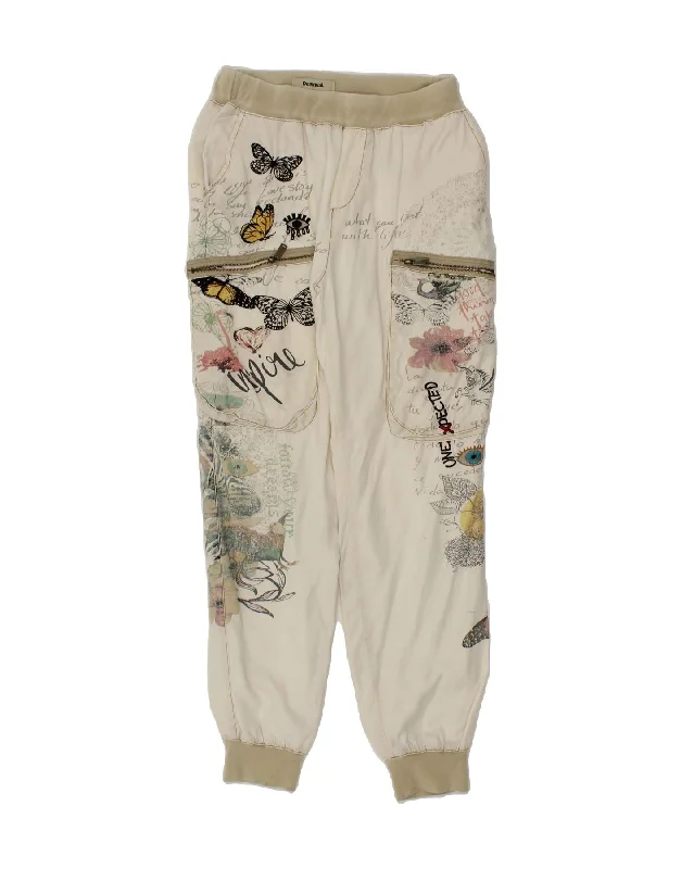DESIGUAL Womens Graphic Tracksuit Trousers Joggers UK 8 Small Off White Trousers Yoga Stretchy Trousers Yoga Stretchy DESIGUAL Womens Graphic Tracksuit Trousers Joggers UK 8 Small Off White Trousers Yoga Stretchy Trousers Yoga Stretchy