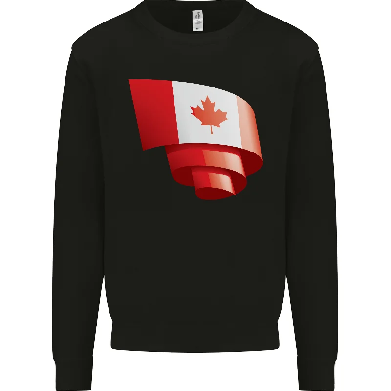 Curled Canada Flag Canadian Day Football Mens Sweatshirt Jumper Hoodie with Drawcord Adjustable Secure Hoodie with Drawcord Adjustable Secure