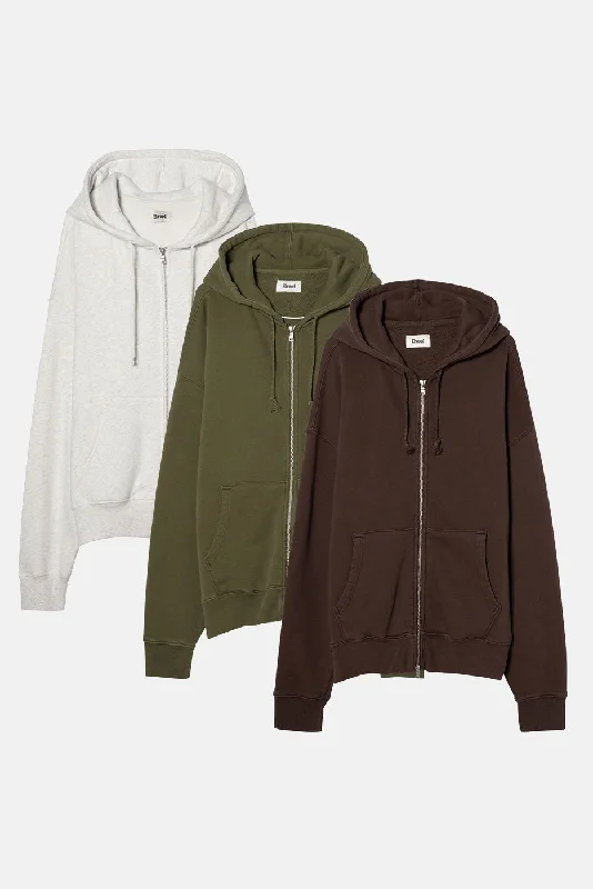 UNLINED ZIP HOODIE 3 PACK Hooded Sweatshirt Casual Wear Street Style Hooded Sweatshirt Casual Wear Street Style