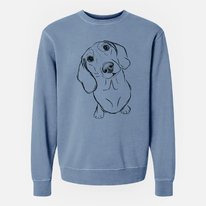 Bare Bill the Dachshund - Unisex Pigment Dyed Crew Sweatshirt Hoodie with V-Neck Classic Versatile Hoodie with V-Neck Classic Versatile