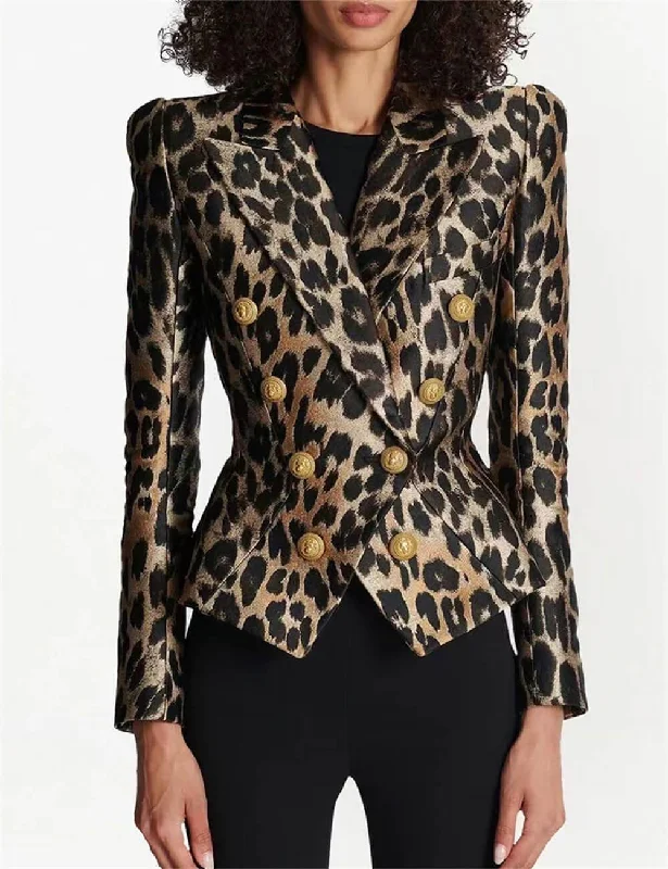 Laddies Leopard Jacquard Long Sleeves Blazer 21702 Slim Fit Blazer