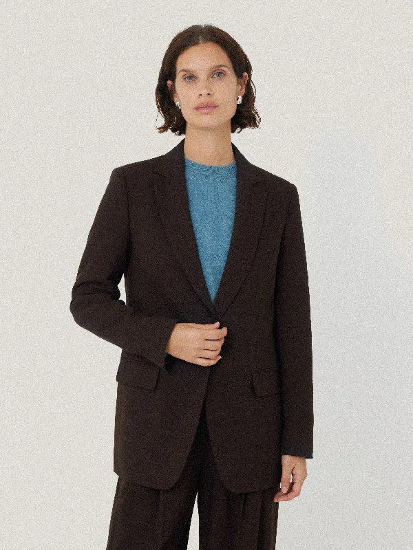 Knox Crosshatch Blazer | Brown Women's Boutique Jacket