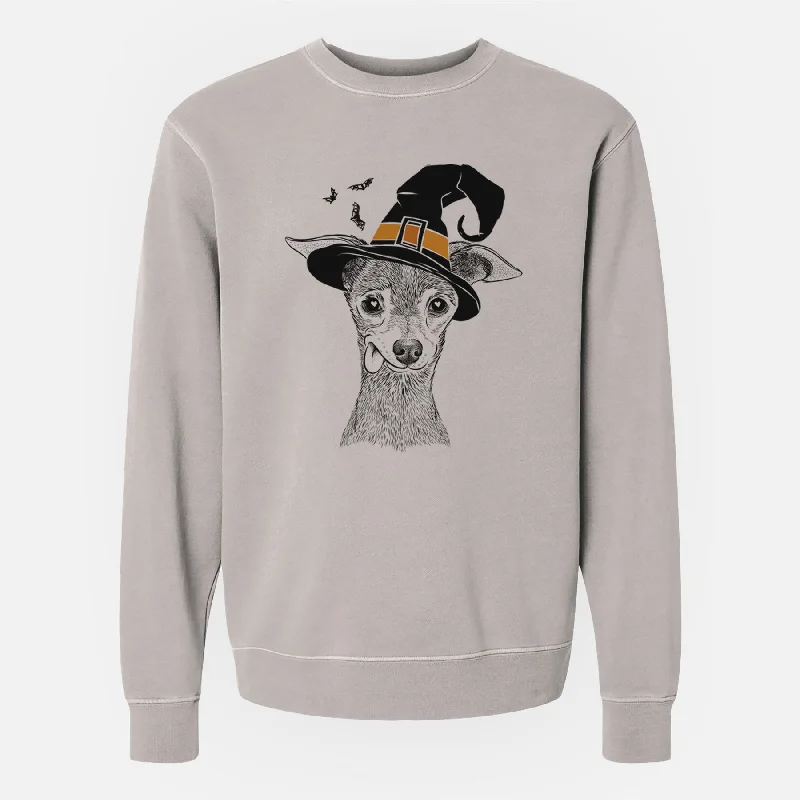 Witch Bebe the Chihuahua - Unisex Pigment Dyed Crew Sweatshirt Hoodie with Turtle Neck Cozy Winter Hoodie with Turtle Neck Cozy Winter