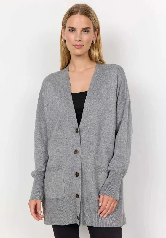 Soyaconcept Dollie V Neck Knit Cardigan, Grey Spandex Rayon Corduroy Spandex Rayon Corduroy