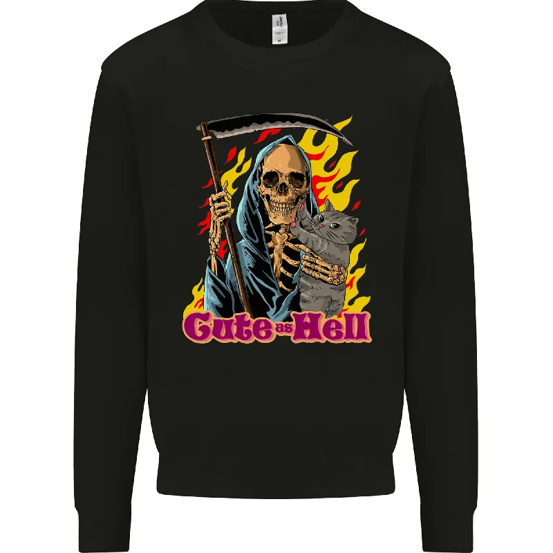 Cute Hell Cat Grim Reaper Skull Halloween Mens Sweatshirt Jumper Hoodie with Slit Hem Functional Movement Hoodie with Slit Hem Functional Movement Cute Hell Cat Grim Reaper Skull Halloween Mens Sweatshirt Jumper Hoodie with Slit Hem Functional Movement Hoodie with Slit Hem Functional Movement