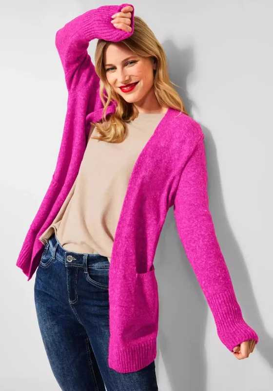 Street One Long Open Knit Cardigan, Lavish Pink Layered Multi-layer Single Layer Layered Multi-layer Single Layer