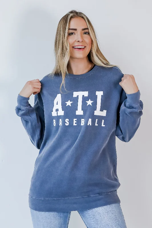 ATL Star Baseball Sweatshirt Hoodie Dress Longline Feminine Hoodie Dress Longline Feminine