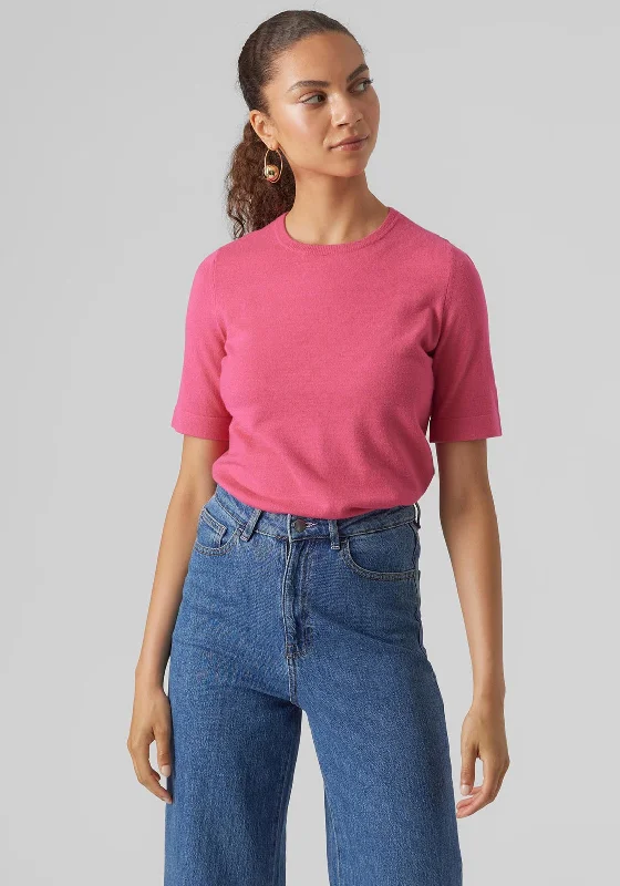 Vero Moda Happiness Fine Knit Top, Fuchsia Purple Lavender Knit Shirt