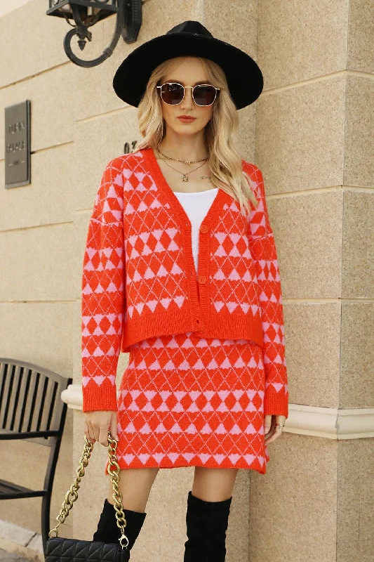 Geometric Button Front Cardigan and Skirt Set Long Cardigan Short Cardigan Medium Cardigan Long Cardigan Short Cardigan Medium Cardigan Geometric Button Front Cardigan and Skirt Set Long Cardigan Short Cardigan Medium Cardigan Long Cardigan Short Cardigan Medium Cardigan