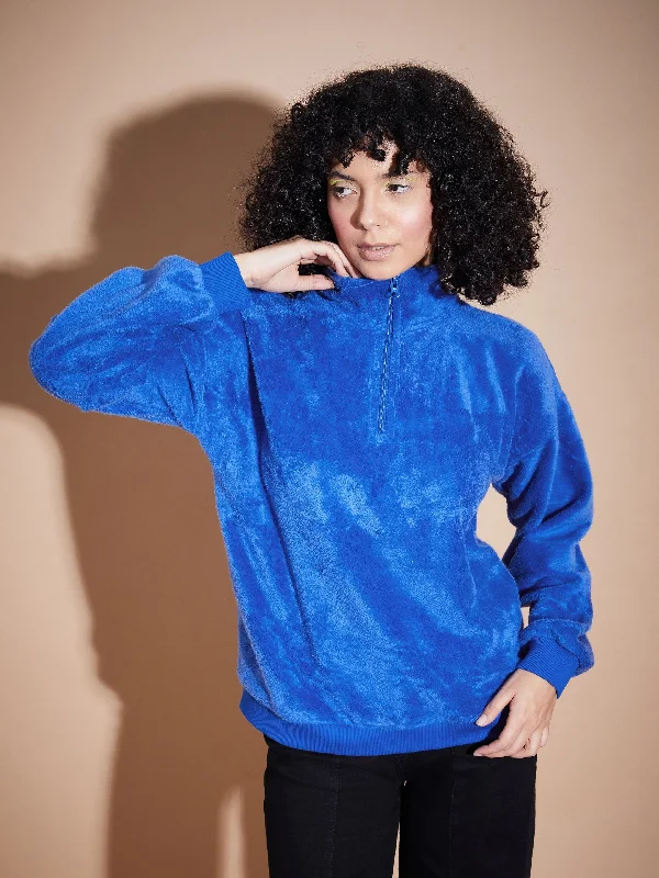 Women Royal Blue Front Zipper High Neck Sweatshirt Hoodie with Zipper Versatile Modern Hoodie with Zipper Versatile Modern Women Royal Blue Front Zipper High Neck Sweatshirt Hoodie with Zipper Versatile Modern Hoodie with Zipper Versatile Modern
