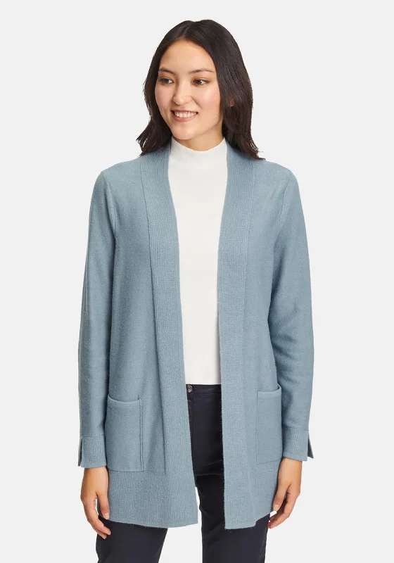 Betty Barclay Open Long Knit Cardigan, Frost Blue Slim Fit Regular Fit Oversized Slim Fit Regular Fit Oversized