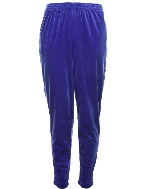 Velvet Fabric Purple Trousers - W25 L30 Cropped Trousers Casual Linen Cropped Trousers Casual Linen