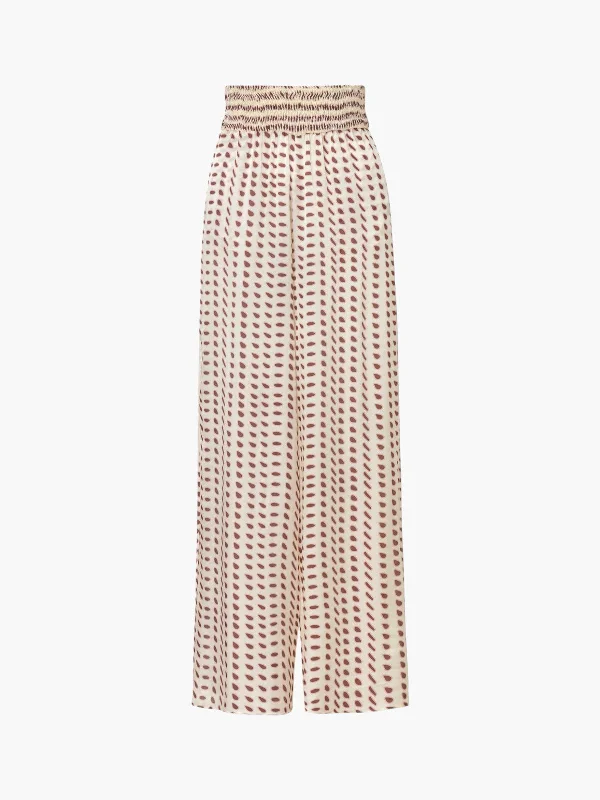 San Cipriano Silk Trousers | Ivory Wine Seeds Trousers Flared Retro Trousers Flared Retro San Cipriano Silk Trousers | Ivory Wine Seeds Trousers Flared Retro Trousers Flared Retro