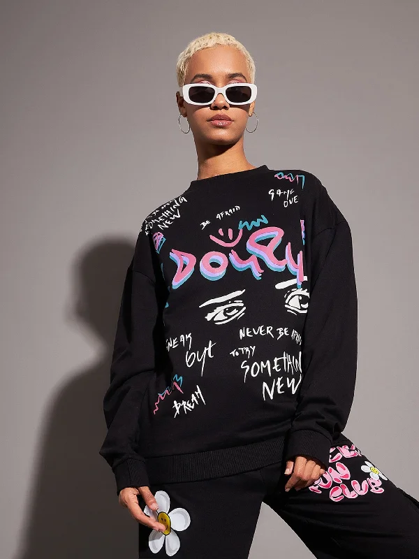 Women Black EYE Oversized Sweatshirt Hoodie with Contrast Stitching Detailed Premium Hoodie with Contrast Stitching Detailed Premium Women Black EYE Oversized Sweatshirt Hoodie with Contrast Stitching Detailed Premium Hoodie with Contrast Stitching Detailed Premium