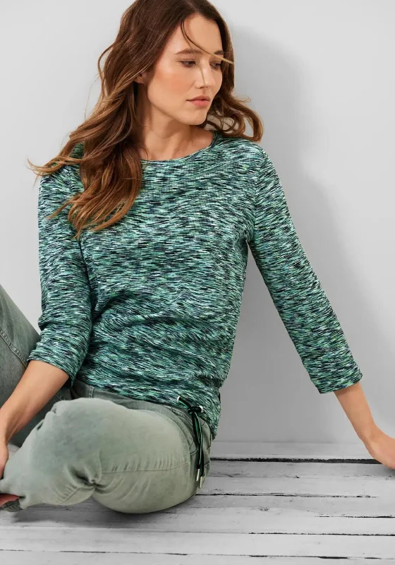 Cecil Melange Pattern Knit Top, Green Eco-Friendly Knit Top