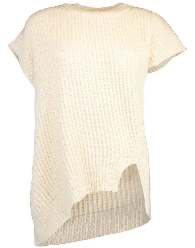 Ivory Soft Sleeveless Knit Top Retro Knit Shirt