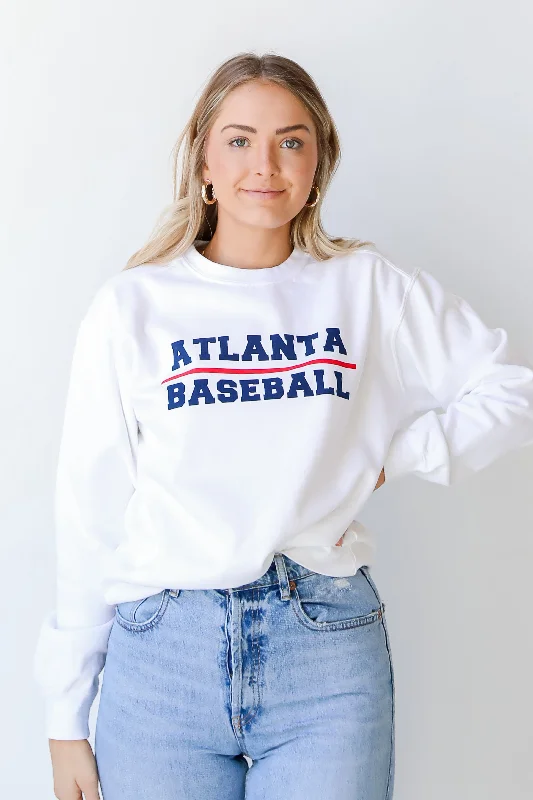 Atlanta Baseball Sweatshirt Hoodie with Longline Fit Extended Stylish Hoodie with Longline Fit Extended Stylish