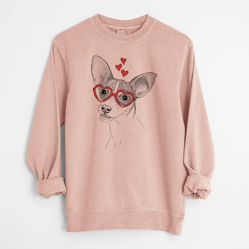 Valentine Kailani the Chihuahua Mix - Unisex Pigment Dyed Crew Sweatshirt Hoodie with Full-Zip Functional Layering Hoodie with Full-Zip Functional Layering