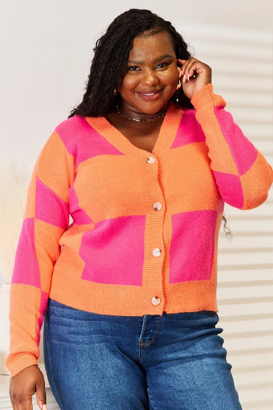 Angel Wings Woven Right Checkered V-Neck Dropped Shoulder Cardigan Front Pockets Side Pockets Patch Pockets Front Pockets Side Pockets Patch Pockets Angel Wings Woven Right Checkered V-Neck Dropped Shoulder Cardigan Front Pockets Side Pockets Patch Pockets Front Pockets Side Pockets Patch Pockets