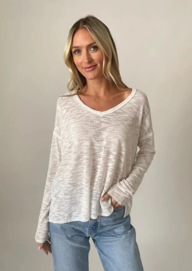 long sleeve vneck light knit top Maximalist Knit Tee