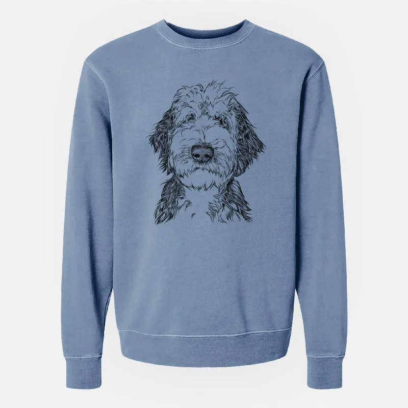 Bare Milo Fluff the Sheepadoodle - Unisex Pigment Dyed Crew Sweatshirt Hoodie with Side Slits Relaxed Casual Hoodie with Side Slits Relaxed Casual