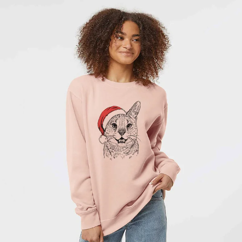 Santa Lucky the Serval Cat - Unisex Pigment Dyed Crew Sweatshirt Hoodie with Tied Waist Feminine Flattering Hoodie with Tied Waist Feminine Flattering Santa Lucky the Serval Cat - Unisex Pigment Dyed Crew Sweatshirt Hoodie with Tied Waist Feminine Flattering Hoodie with Tied Waist Feminine Flattering