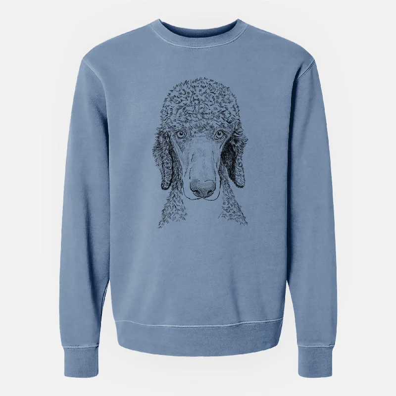 Doodled Kona the Poodle - Unisex Pigment Dyed Crew Sweatshirt Hoodie with Hem Lace Feminine Delicate Hoodie with Hem Lace Feminine Delicate