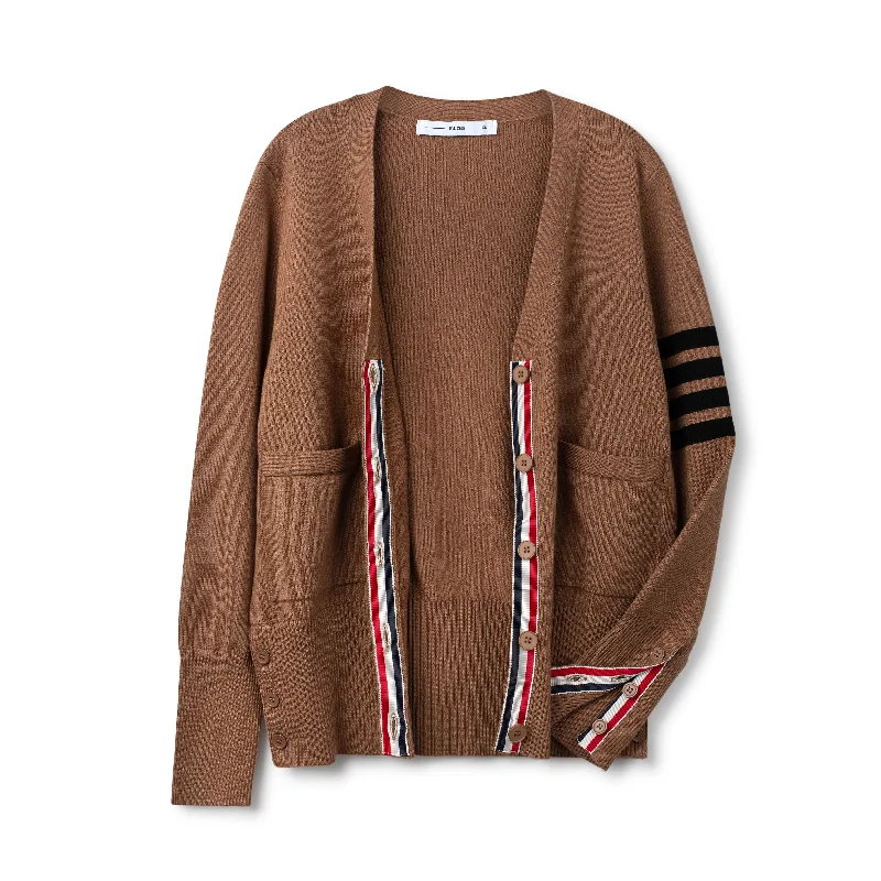 Varsity Striped Cardigan - Mocha/Black Collared Crew Neck Turtle Neck Collared Crew Neck Turtle Neck Varsity Striped Cardigan - Mocha/Black Collared Crew Neck Turtle Neck Collared Crew Neck Turtle Neck