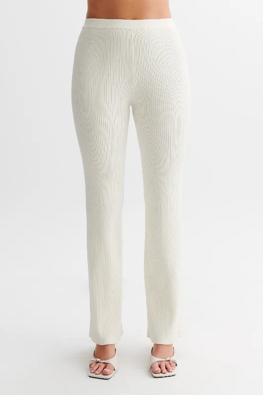 Calypso Knit Trousers - Ivory Trousers Modern Contemporary Trousers Modern Contemporary