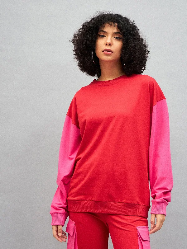 Women Red Knitted ColourBlock Oversize Sweatshirt Hoodie with Frayed Bohemian Relaxed Hoodie with Frayed Bohemian Relaxed Women Red Knitted ColourBlock Oversize Sweatshirt Hoodie with Frayed Bohemian Relaxed Hoodie with Frayed Bohemian Relaxed