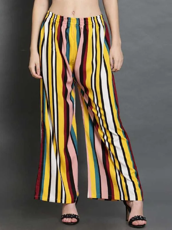 TANDUL Regular Fit Women Multicolor Crepe Trousers Wide Leg Loose Fit Mid Waist Wide Leg Loose Fit Mid Waist TANDUL Regular Fit Women Multicolor Crepe Trousers Wide Leg Loose Fit Mid Waist Wide Leg Loose Fit Mid Waist