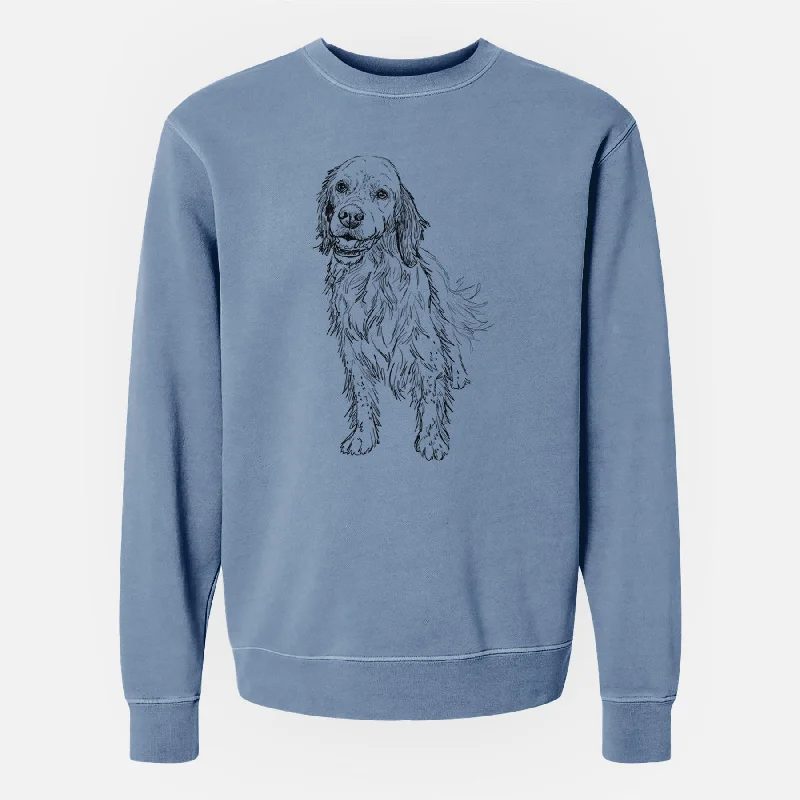Doodled Rex the English Setter - Unisex Pigment Dyed Crew Sweatshirt Hoodie with Distressed Vintage Worn Hoodie with Distressed Vintage Worn Doodled Rex the English Setter - Unisex Pigment Dyed Crew Sweatshirt Hoodie with Distressed Vintage Worn Hoodie with Distressed Vintage Worn