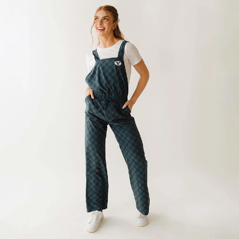 BYU Audrey Trouser Overalls, Blue Check Trousers Seasonal Trendy Trousers Seasonal Trendy