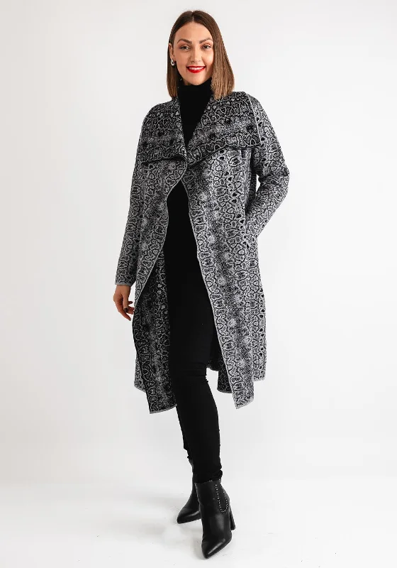 Serafina Collection Snake Print Knit Cardigan, Grey Crew Neck V-Neck Turtle Neck Crew Neck V-Neck Turtle Neck