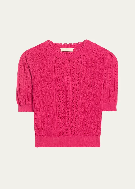 Gemma top Orchid Puff Short-Sleeve Knit Top Metallic Knit Tee