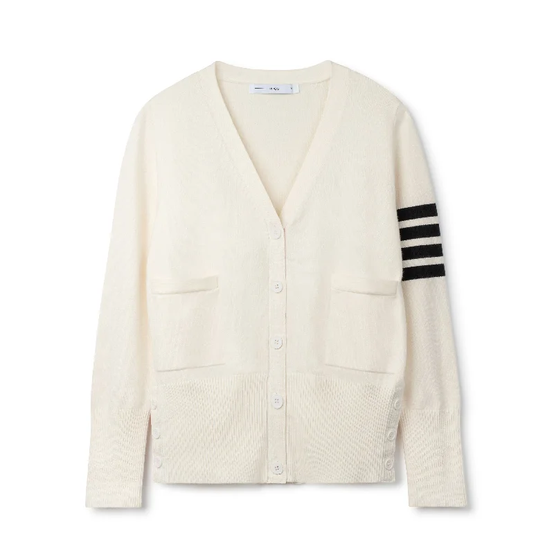 Varsity Striped Cardigan - Ivory/Black Polka Dot Checkered Tartan Polka Dot Checkered Tartan Varsity Striped Cardigan - Ivory/Black Polka Dot Checkered Tartan Polka Dot Checkered Tartan