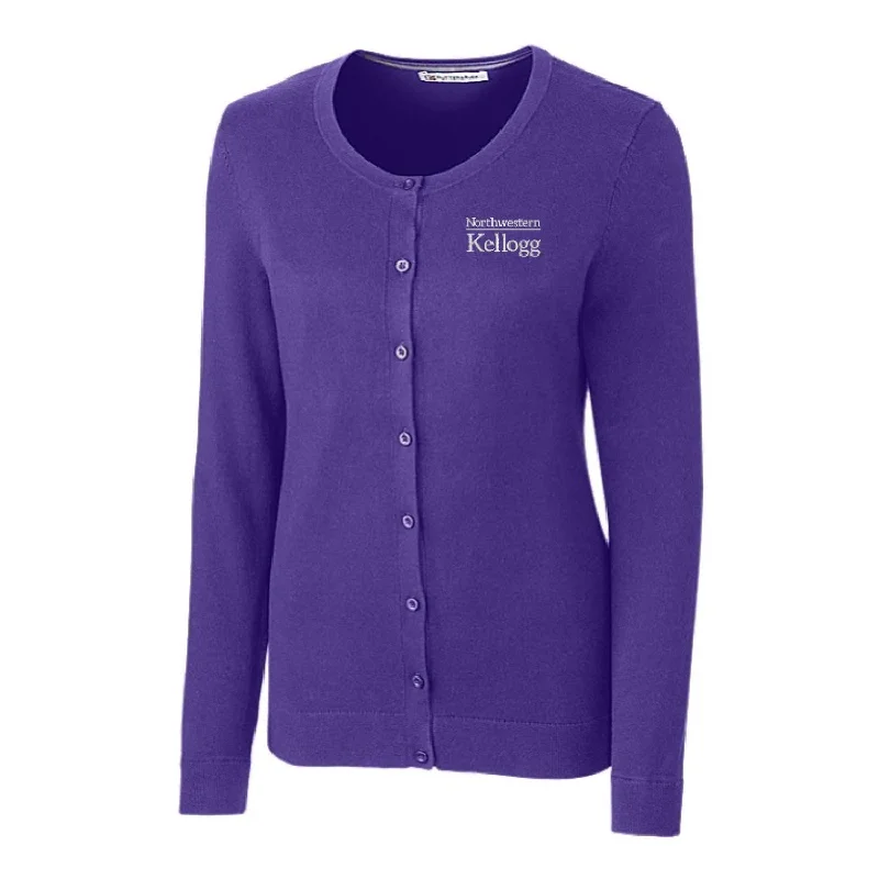 Northwestern Wildcats Women's Cutter & Buck Kellogg Lakemont Cardigan Fitted Slim Tailored Fitted Slim Tailored