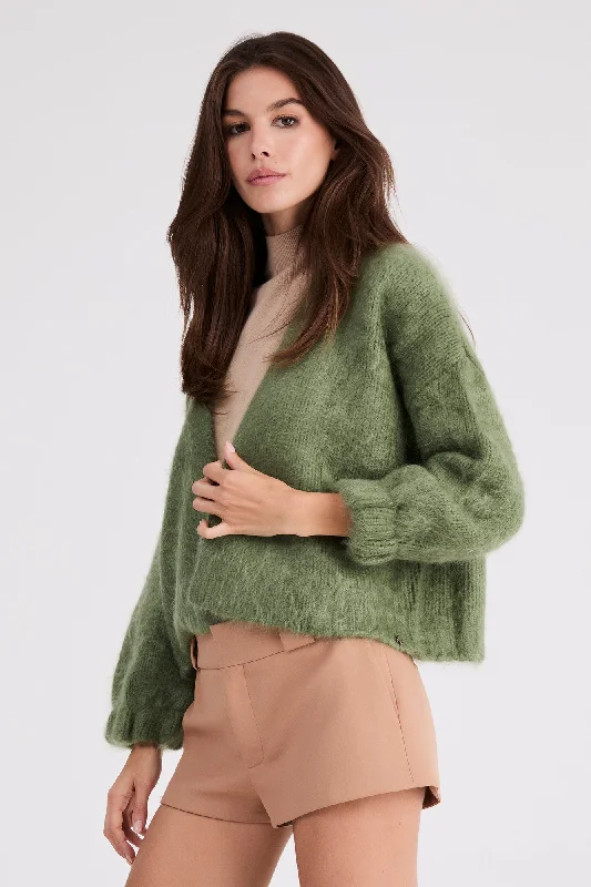 + Beryll Anita Cashmere Cropped Cardigan | Kelp Green Zippered Buttoned Snapped Zippered Buttoned Snapped + Beryll Anita Cashmere Cropped Cardigan | Kelp Green Zippered Buttoned Snapped Zippered Buttoned Snapped