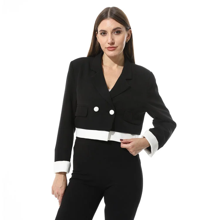 Notch Lapel Cropped Blazer - Mr Joe Women's Luxurious Jacket