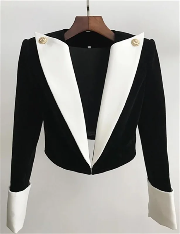 Ladies Contrast Color Chic Cropped Blazer L120 Women's Fashion Blazer