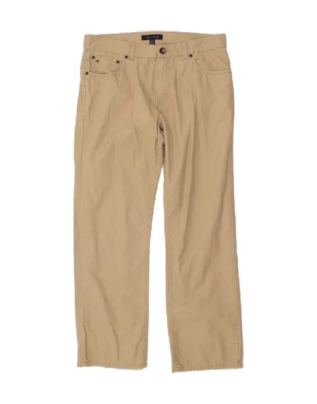 TOMMY HILFIGER Mens Straight Casual Trousers W32 L30 Beige Cotton Cropped Trousers Casual Linen Cropped Trousers Casual Linen TOMMY HILFIGER Mens Straight Casual Trousers W32 L30 Beige Cotton Cropped Trousers Casual Linen Cropped Trousers Casual Linen