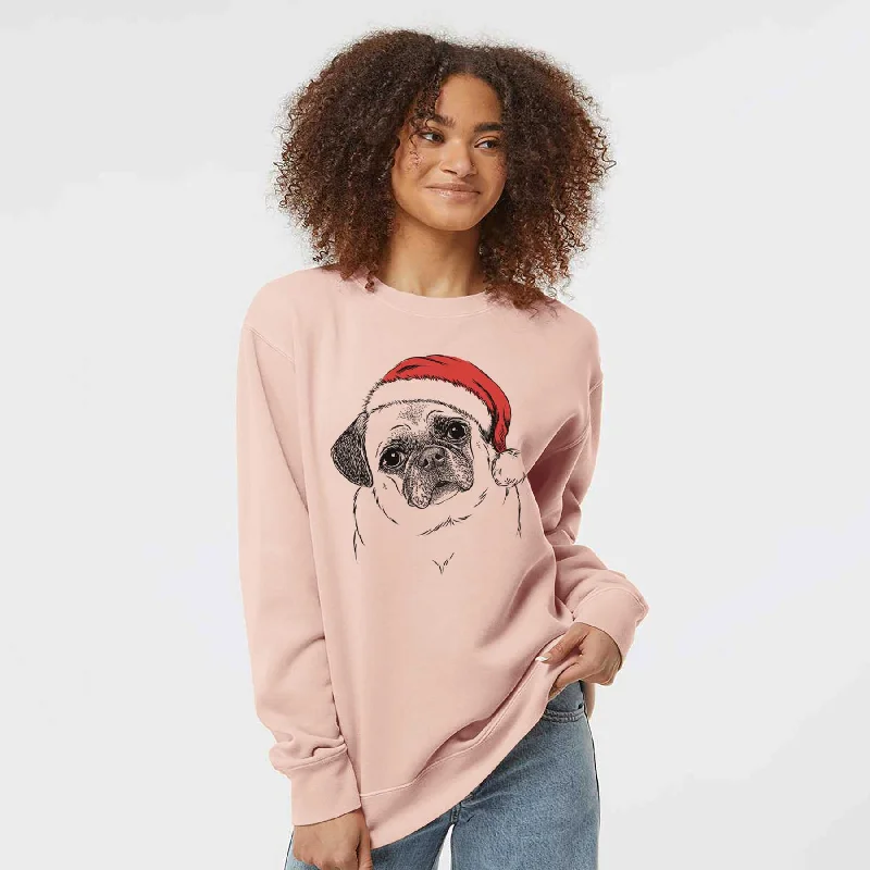 Santa Zoey the Pug - Unisex Pigment Dyed Crew Sweatshirt Hoodie with Hem Ribbing Snug Secure Hoodie with Hem Ribbing Snug Secure Santa Zoey the Pug - Unisex Pigment Dyed Crew Sweatshirt Hoodie with Hem Ribbing Snug Secure Hoodie with Hem Ribbing Snug Secure