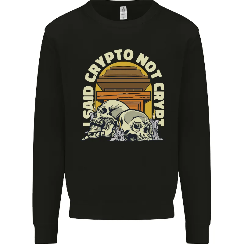 Crypto Not Crypt Funny Cryptocurrency Skulls Mens Sweatshirt Jumper Hoodie with Mesh Breathable Sporty Hoodie with Mesh Breathable Sporty