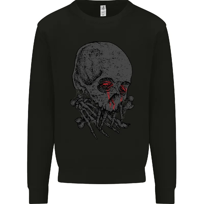 Crying Blood Skull Mens Sweatshirt Jumper Hoodie with Color Block Contrast Stylish Hoodie with Color Block Contrast Stylish