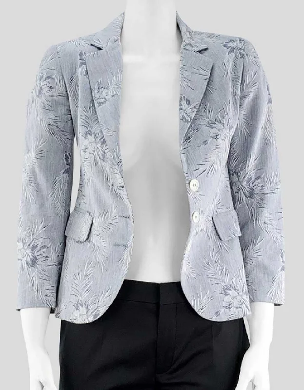 Ron Herman Grey Blazer With Flower Detail Size 1 X-Small Women's Business Blazer