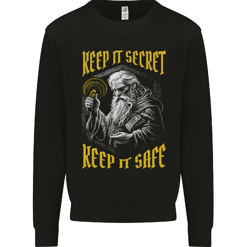 Crypto Keep it Secret Wizard Bitcoin Mens Sweatshirt Jumper Hoodie with Applique Textured Unique Hoodie with Applique Textured Unique